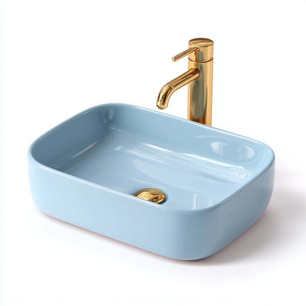 Lavabo - céramique - 43x30x13 cm - bleu - design moderne-Hutovae