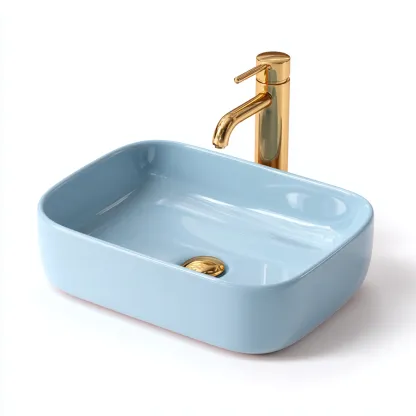 Lavabo - céramique - 43x30x13 cm - bleu - design moderne-Hutovae