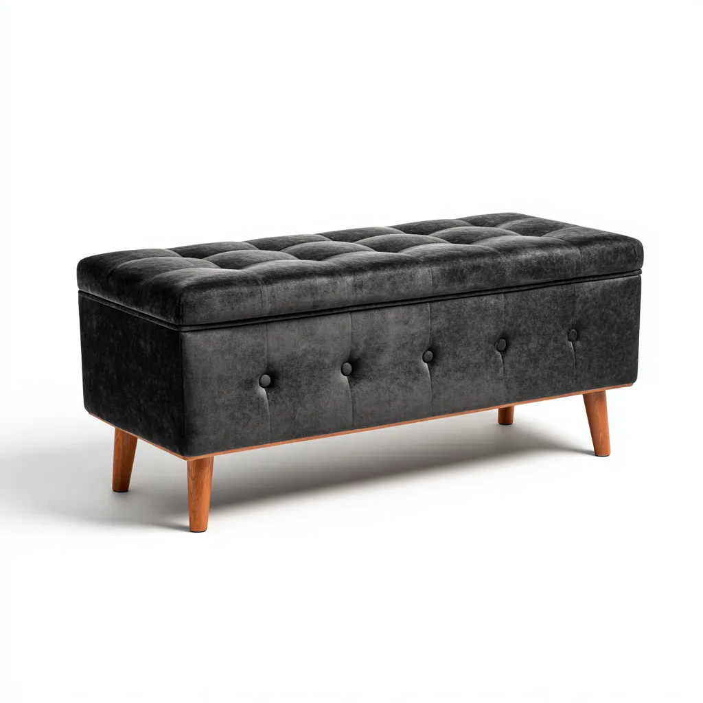 Banc de lit avec rangement 110x42x48 cm - gris foncé - style contemporain-Hutovae