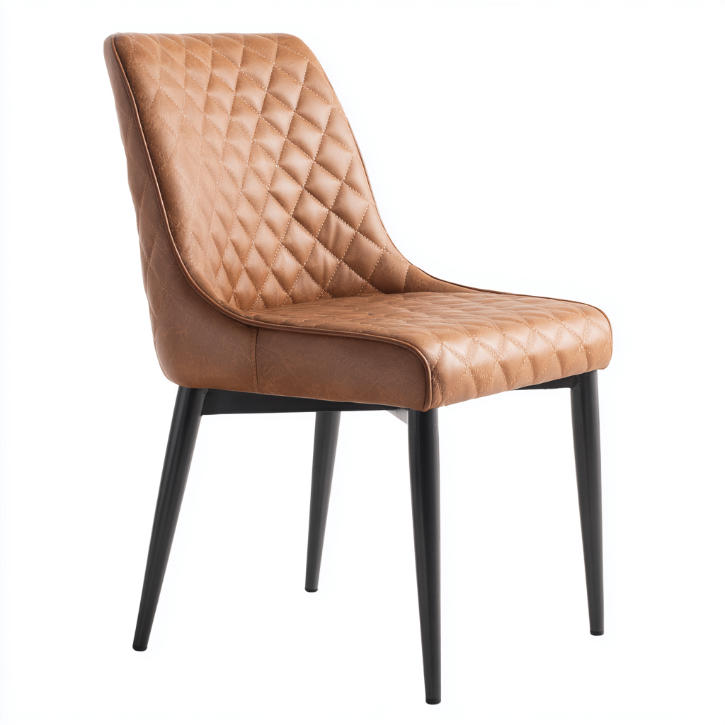 Chaise de salle à manger simili cuir 47x55x87 cm - marron - style moderne-Hutovae