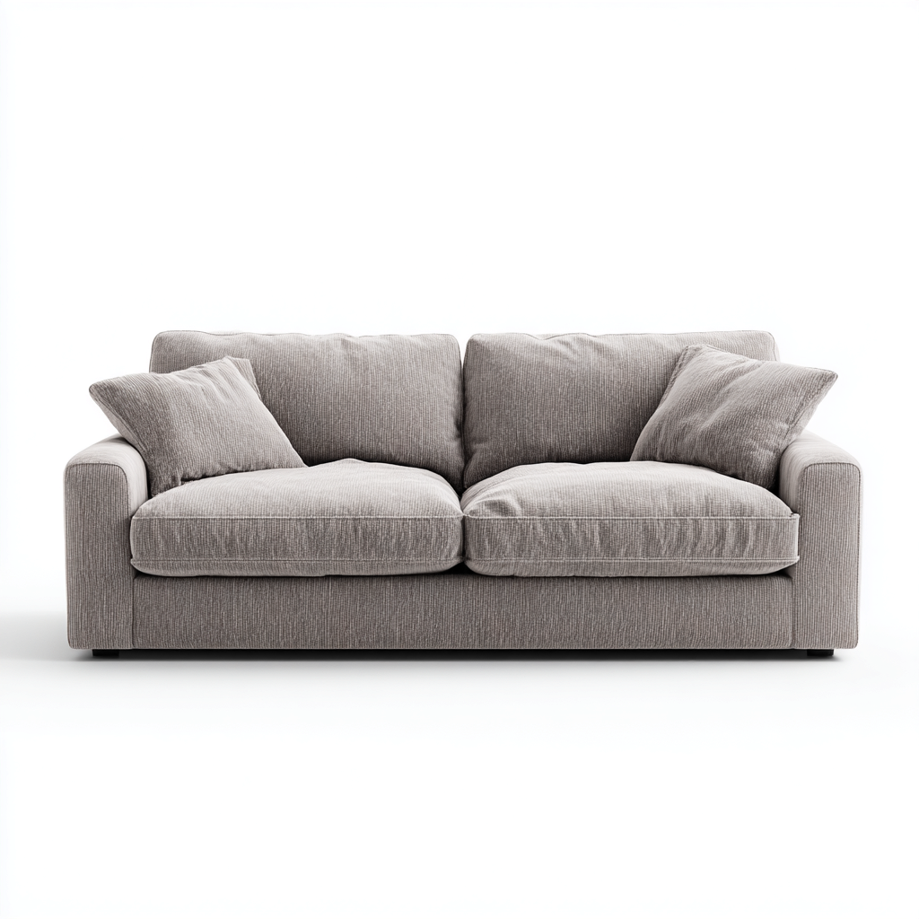 Canapé droit tissu 195x92x88 cm - gris clair - style contemporain-Hutovae