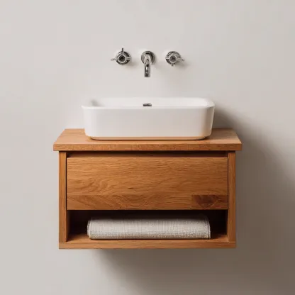 Meuble vasque - bois massif - 55x40x45 cm - marron - design moderne-Hutovae