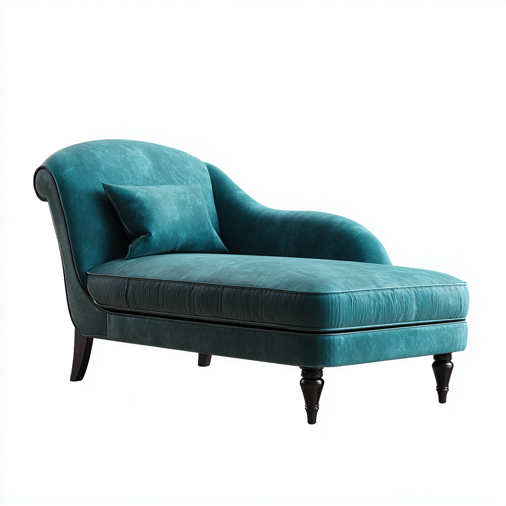 Chaise longue-velours-165x76 cm-bleupétrole-style classique élégant-Hutovae