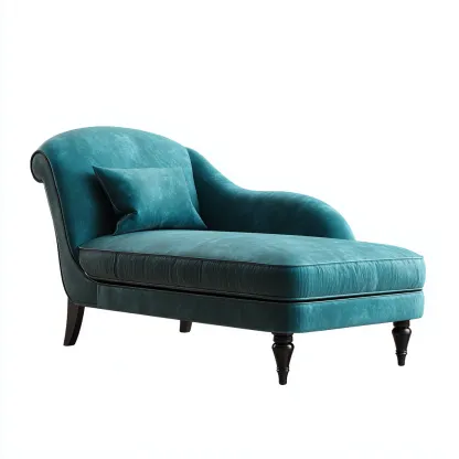 Chaise longue-velours-165x76 cm-bleupétrole-style classique élégant-Hutovae
