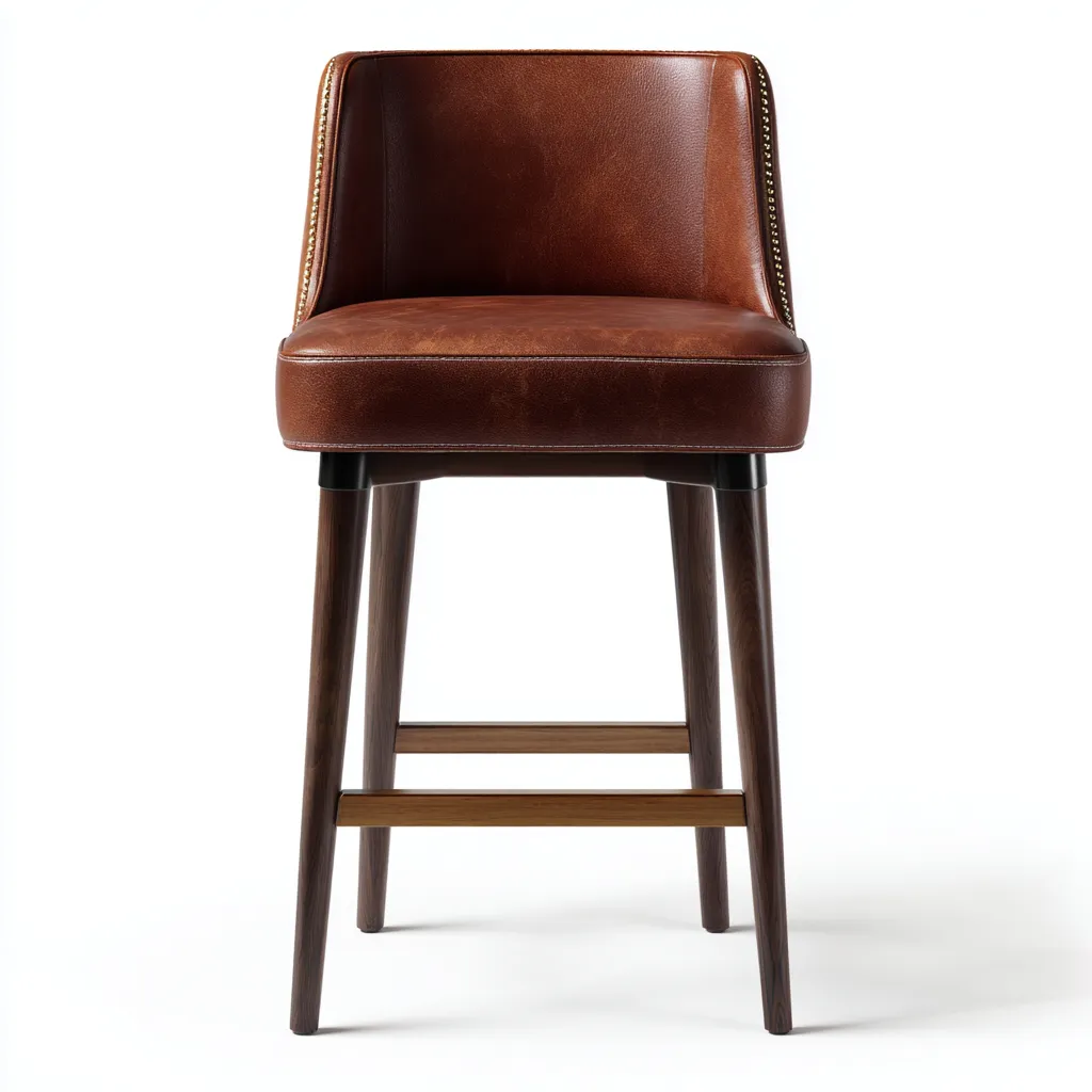 Tabouret de bar cuir 50x54x98 cm - marron - design contemporain - adapté à la cuisine ou au bar-Hutovae