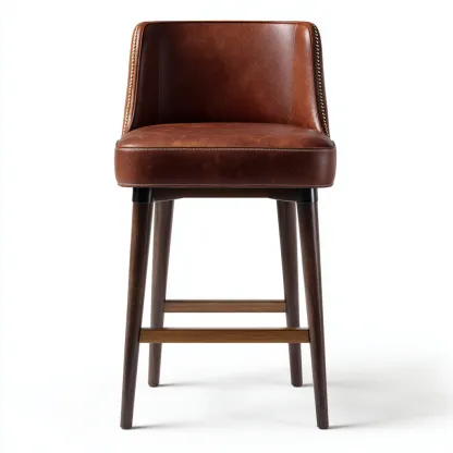 Tabouret de bar cuir 50x54x98 cm - marron - design contemporain - adapté à la cuisine ou au bar-Hutovae