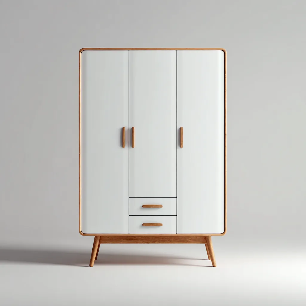 Armoire bois 100x52x175 cm - blanc-chêne - style scandinave-Hutovae