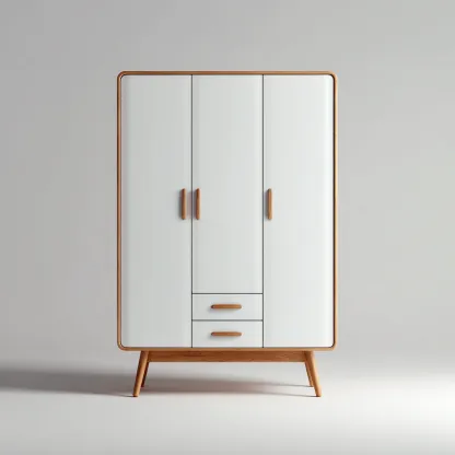 Armoire bois 100x52x175 cm - blanc-chêne - style scandinave-Hutovae