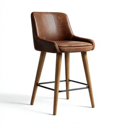 Tabouret de bar cuir 48x50x96 cm - marron - design moderne - adapté à la cuisine ou au bar-Hutovae
