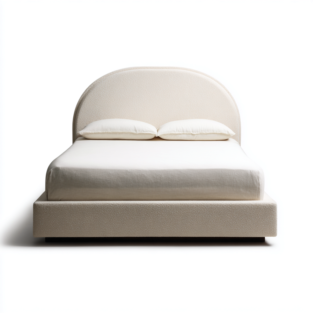 Lit double tissu 200x160 cm - beige - adapté à la chambre - design contemporain-Hutovae