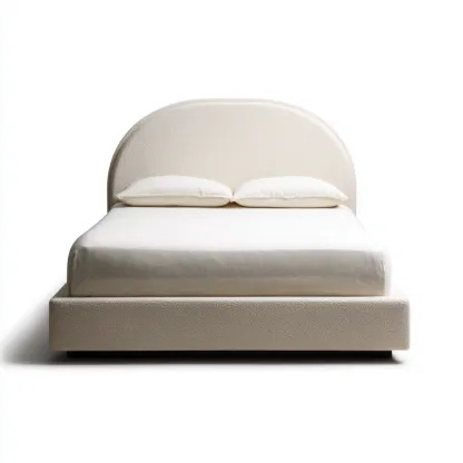 Lit double tissu 200x160 cm - beige - adapté à la chambre - design contemporain-Hutovae