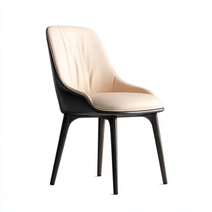 Chaise de salle à manger simili cuir 50x54x84 cm - beige-noir - style moderne-Hutovae