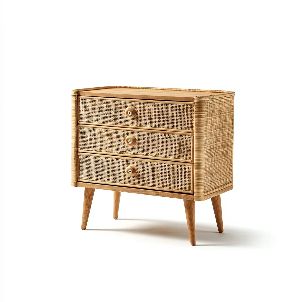Commode-bois et rotin-68x40x76 cm-naturel-style moderne-Hutovae