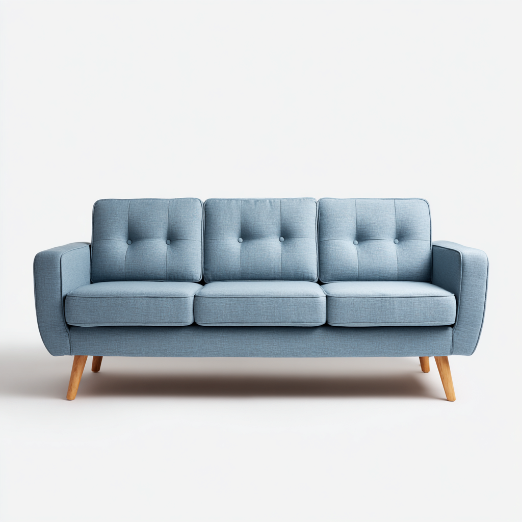 Canapé droit tissu 186x78x85 cm - bleu - style moderne-Hutovae