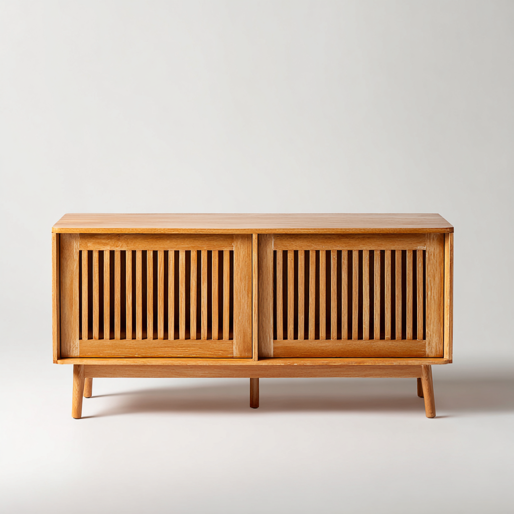 Meuble TV-bois massif-150x40x65 cm-naturel-style moderne-Hutovae