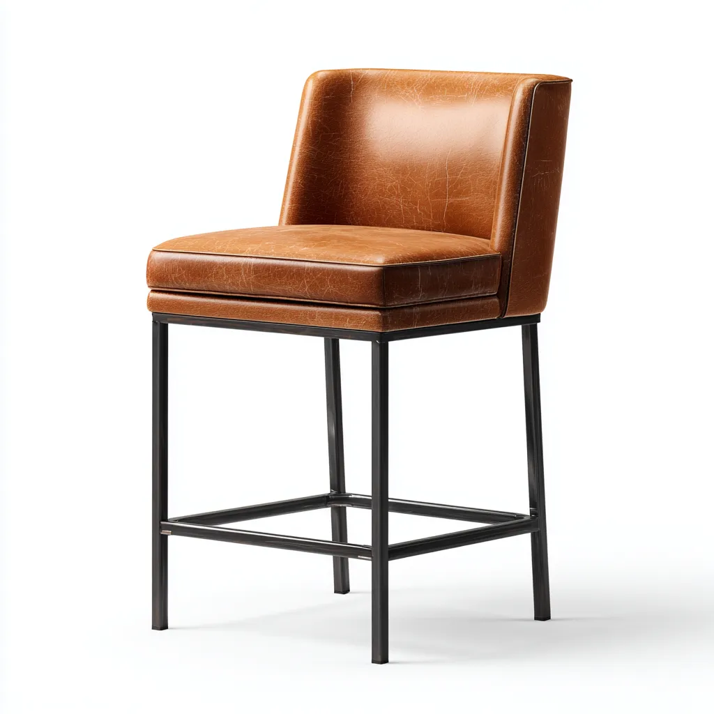 Tabouret de bar cuir 48x52x95 cm - marron - design moderne - adapté à la cuisine ou au bar-Hutovae