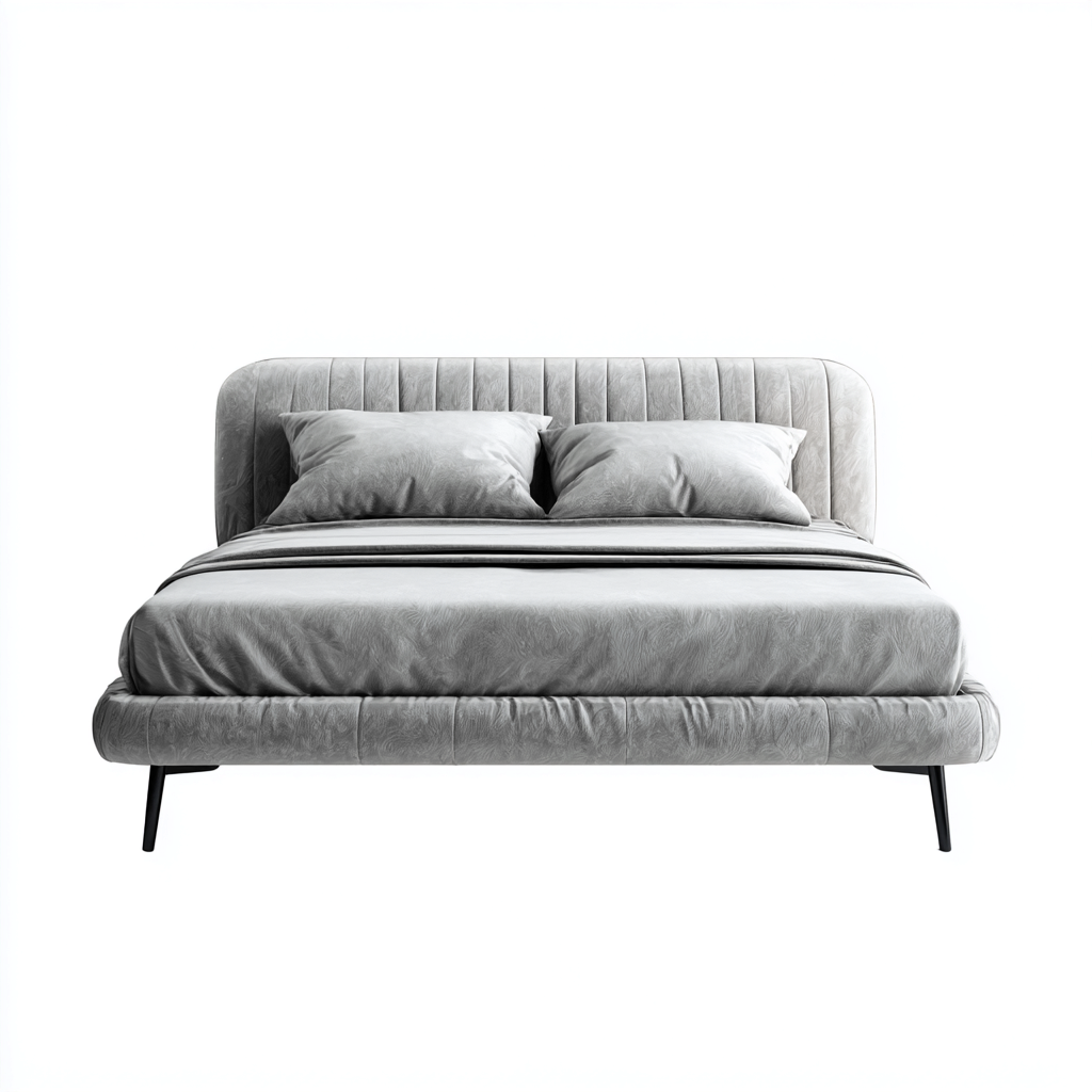 Lit double velours 200x160 cm - gris - adapté à la chambre - design moderne-Hutovae