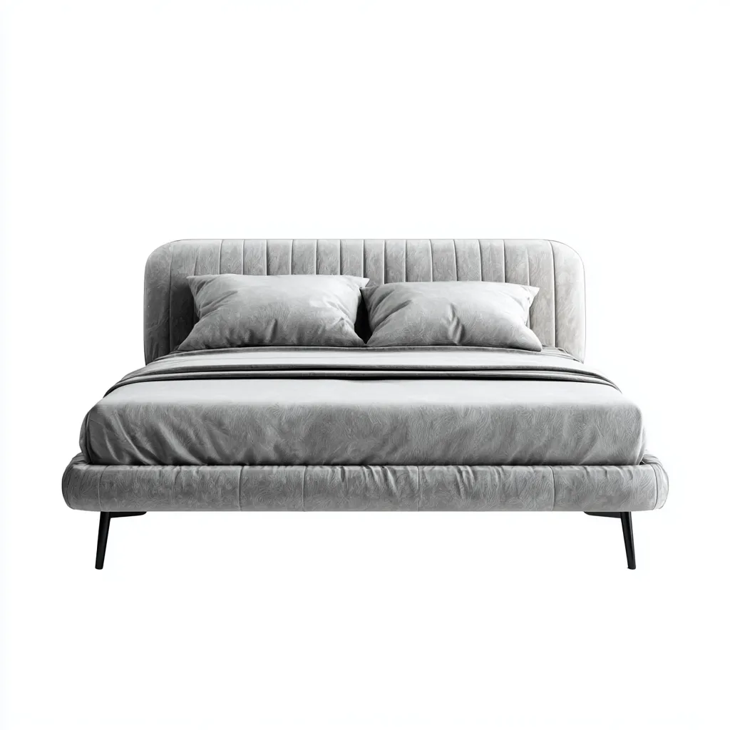 Lit double velours 200x160 cm - gris - adapté à la chambre - design moderne-Hutovae