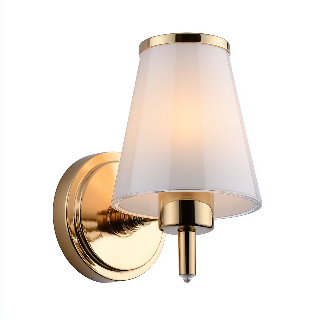 Applique murale métal-verre 23x15 cm - gold-white - abat-jour en verre - style moderne classique-Hutovae