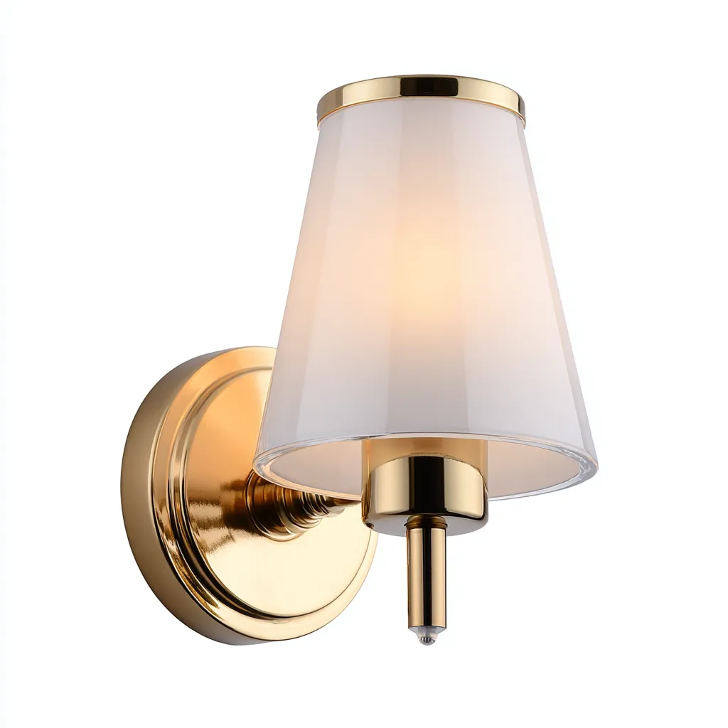 Applique murale métal-verre 23x15 cm - gold-white - abat-jour en verre - style moderne classique-Hutovae