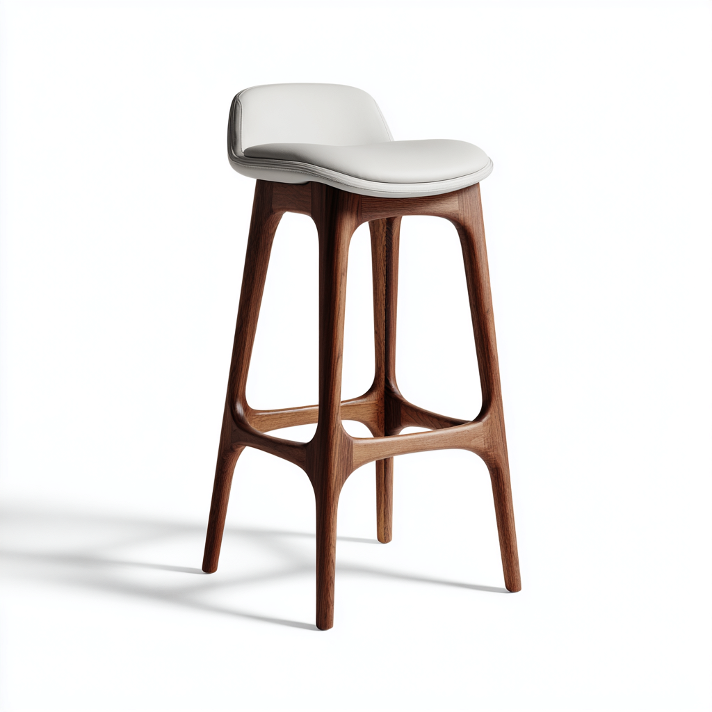 Tabouret de bar bois et simili 43x44x78 cm - blanc-boisfoncé - design moderne - adapté à la cuisine ou au bar-Hutovae