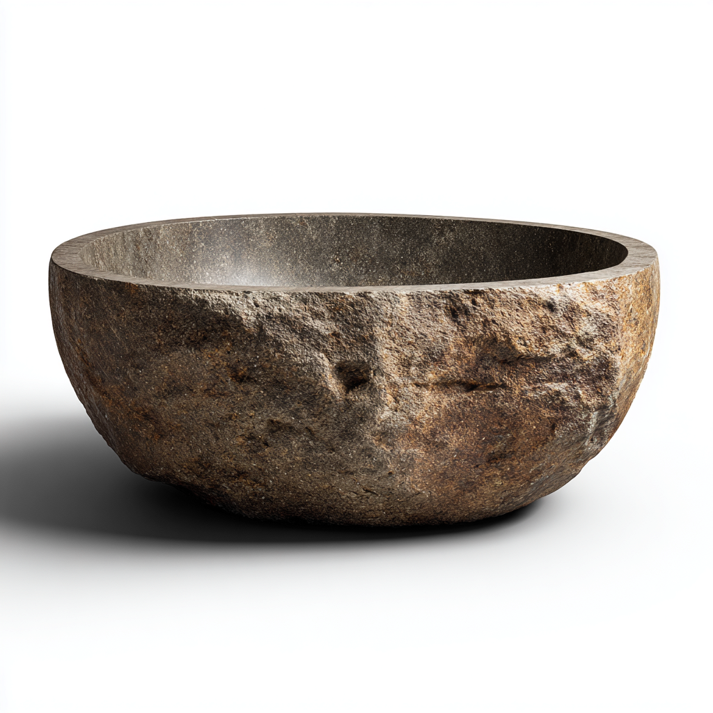 Lavabo pierre naturelle 45x45x18 cm marron rustique-Hutovae