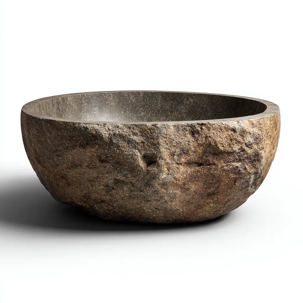 Lavabo pierre naturelle 45x45x18 cm marron rustique-Hutovae