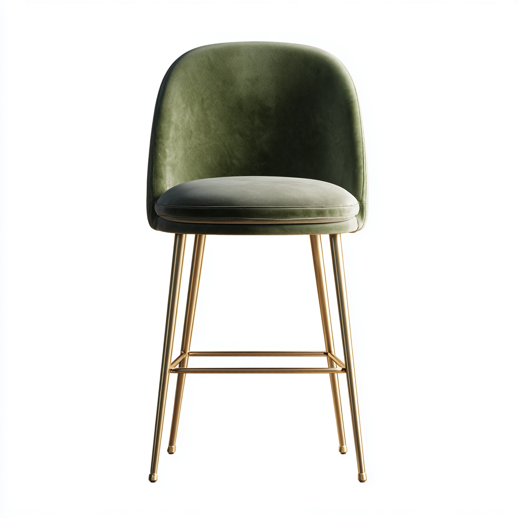 Tabouret de bar velours et métal 50x52x100 cm - vert-or - design moderne - adapté à la cuisine ou au bar-Hutovae