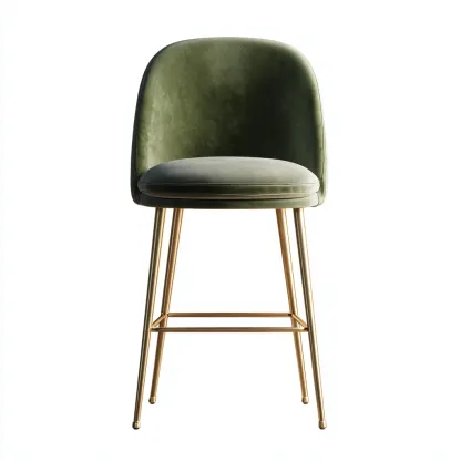 Tabouret de bar velours et métal 50x52x100 cm - vert-or - design moderne - adapté à la cuisine ou au bar-Hutovae