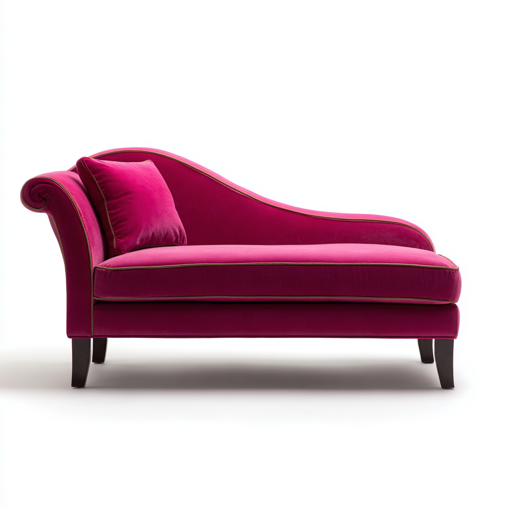 Chaise longue-velours-180x75 cm-rose fuchsia-style classique-Hutovae