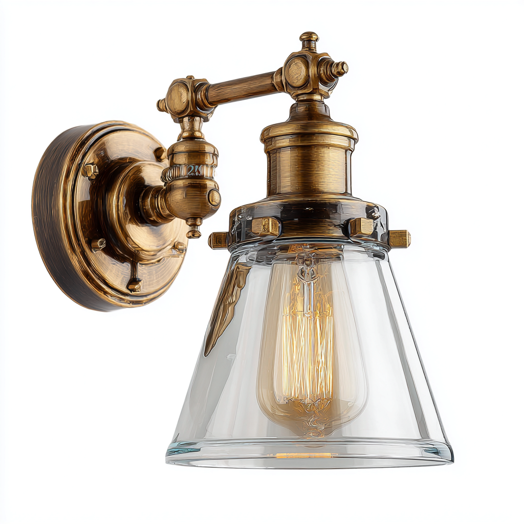 Applique murale métal-verre 29x17x23 cm bronze industriel-Hutovae