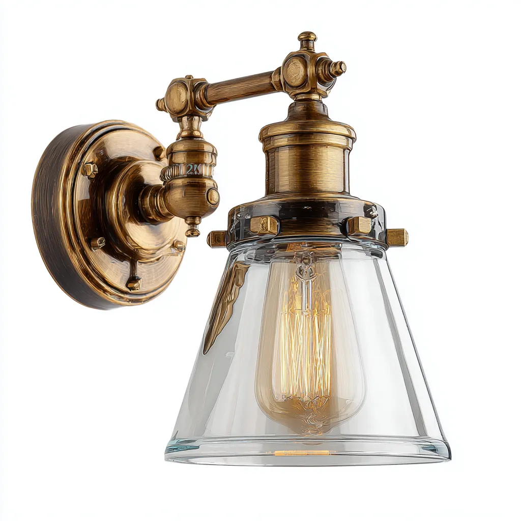 Applique murale métal-verre 29x17x23 cm bronze industriel-Hutovae