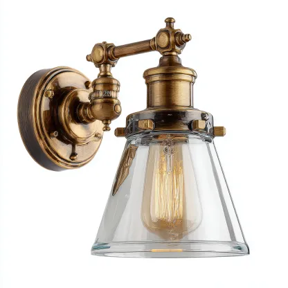 Applique murale métal-verre 29x17x23 cm bronze industriel-Hutovae