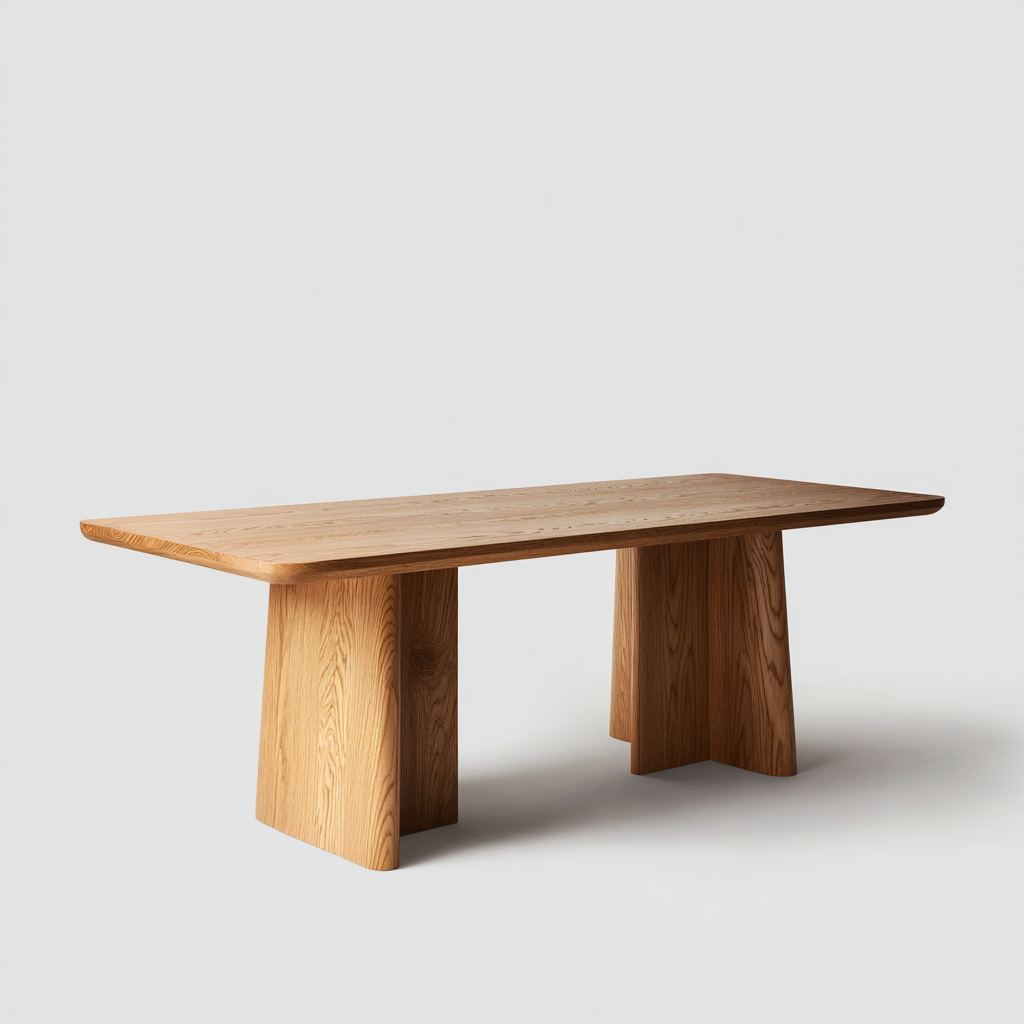 Table à manger bois massif 190x90x75 cm - bois naturel - style contemporain-Hutovae