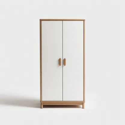 Armoire en bois - MDF et bois massif 66x41x128 cm - blanc-bois naturel - style moderne minimaliste-Hutovae