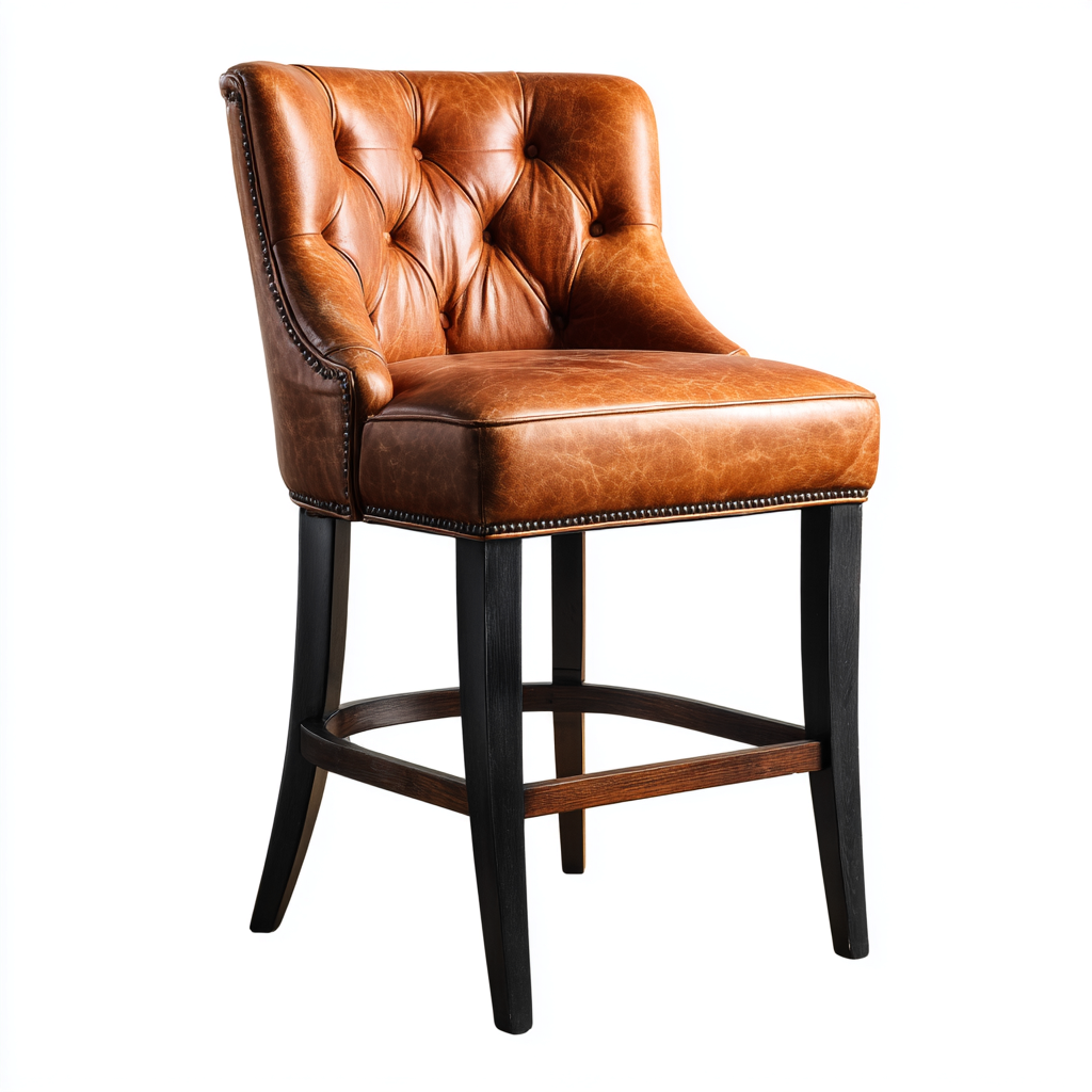 Tabouret de bar cuir 50x55x100 cm - marron - design classique - adapté à la cuisine ou au bar-Hutovae