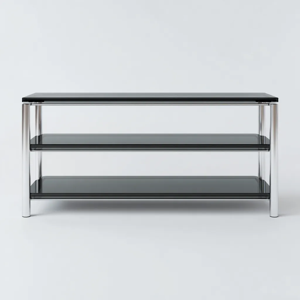 Meuble TV-verre métal-90x40x50 cm-noir-argent-style moderne-Hutovae