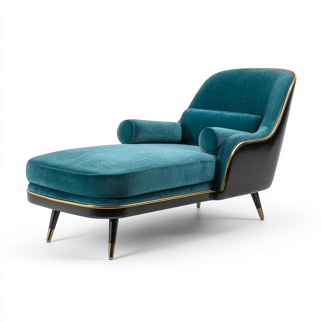 Chaise longue-velours-168x78 cm-bleupétrole-style contemporain luxueux-Hutovae