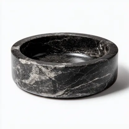 Lavabo bol - marbre naturel - 40x40x12 cm - noir - style moderne-Hutovae