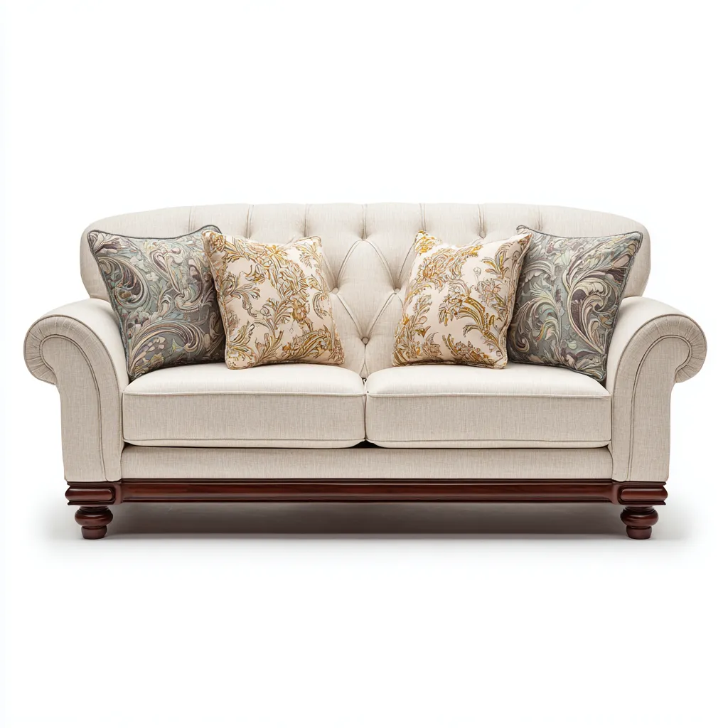 Canapé droit tissu 198x96x92 cm - beige - style classique-Hutovae