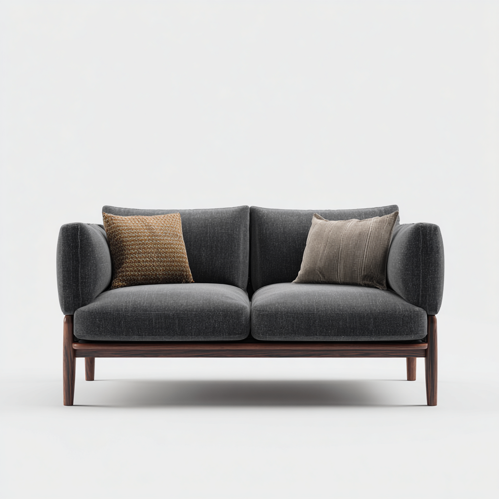 Canapé droit tissu 160x85x82 cm - gris foncé - style contemporain-Hutovae