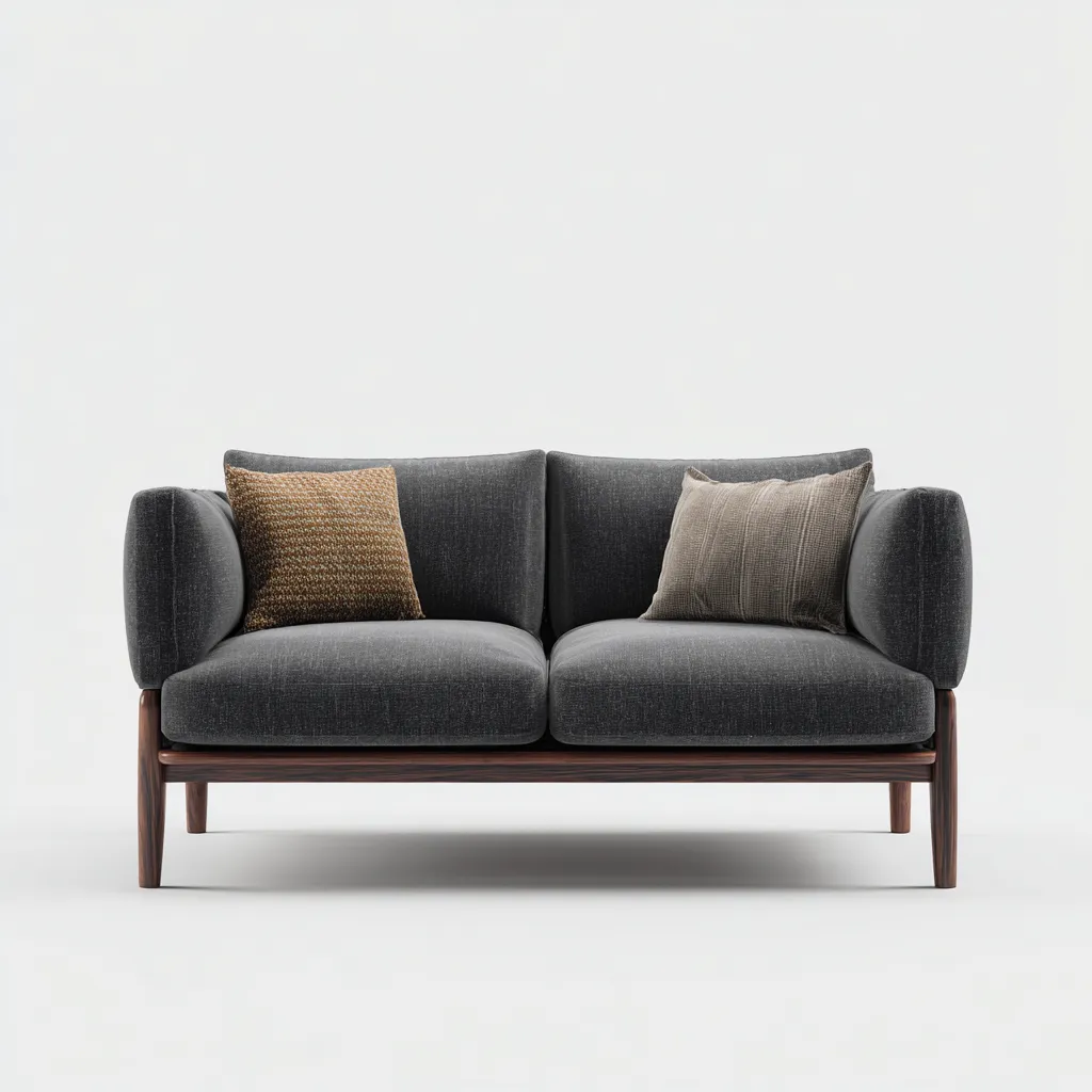 Canapé droit tissu 160x85x82 cm - gris foncé - style contemporain-Hutovae