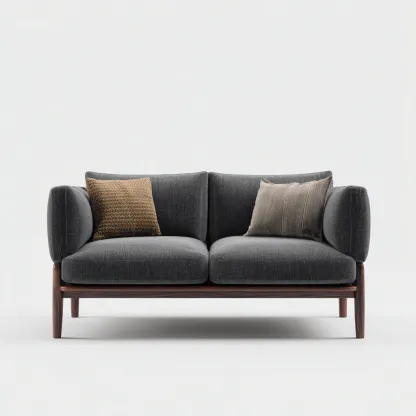 Canapé droit tissu 160x85x82 cm - gris foncé - style contemporain-Hutovae