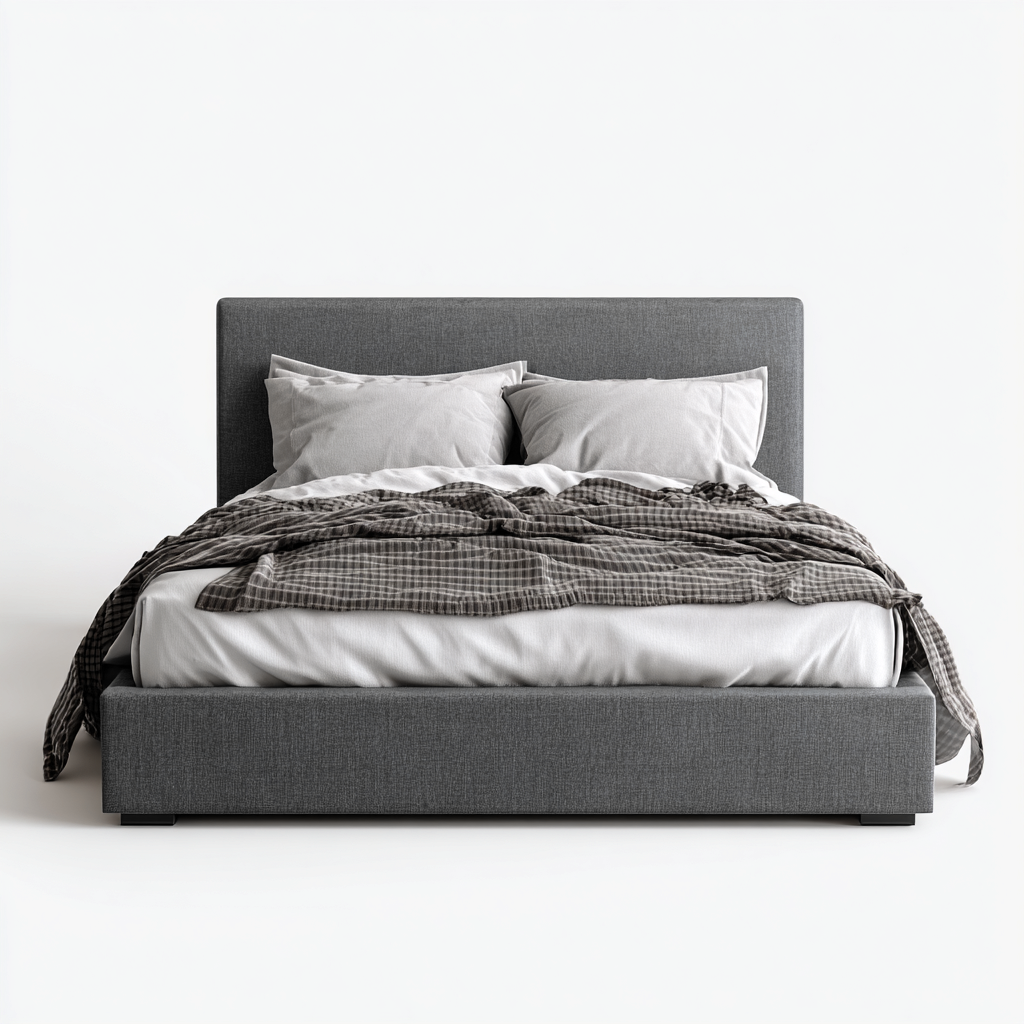 Lit double tissu gris 200x160 cm - gris - adapté à la chambre - design moderne-Hutovae