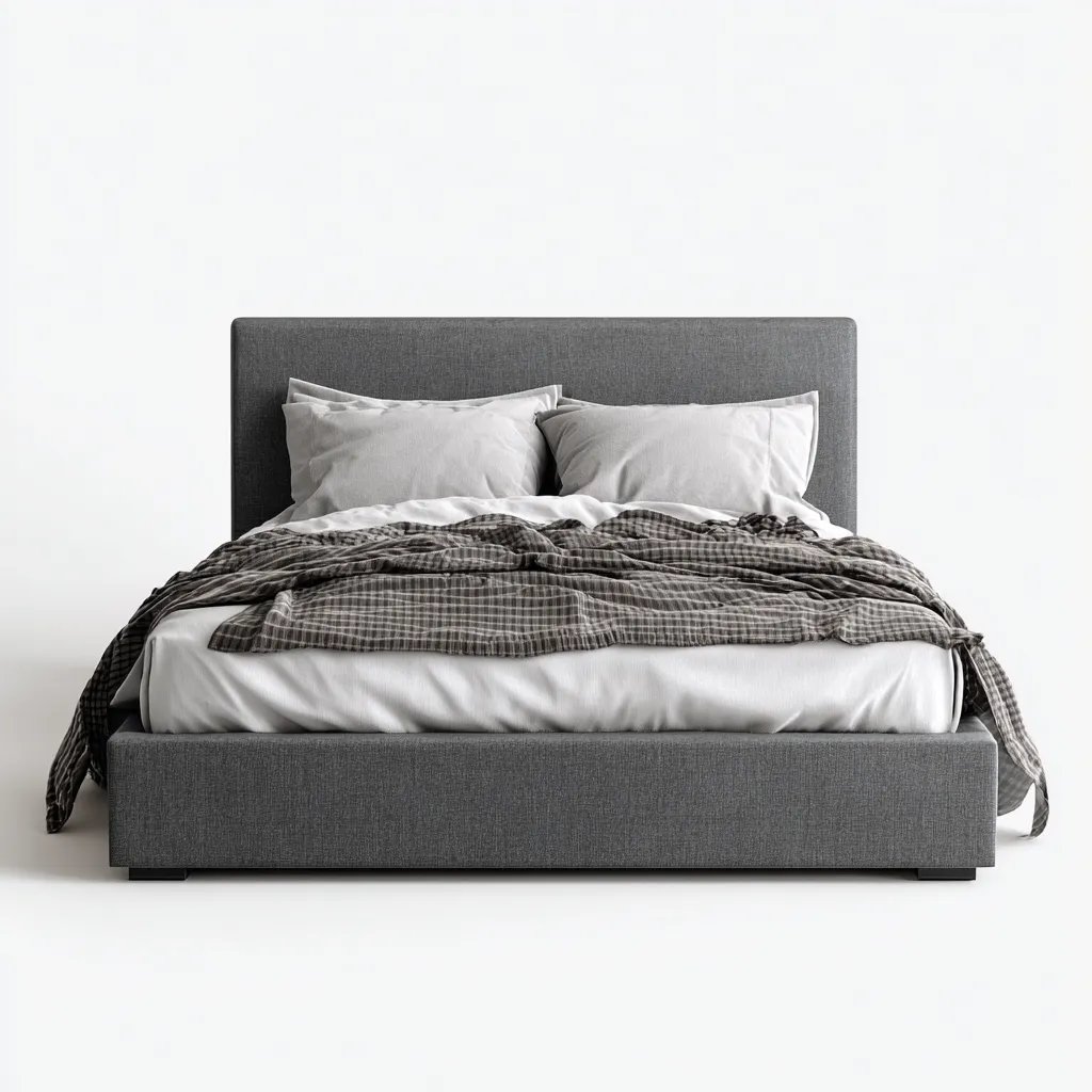 Lit double tissu gris 200x160 cm - gris - adapté à la chambre - design moderne-Hutovae