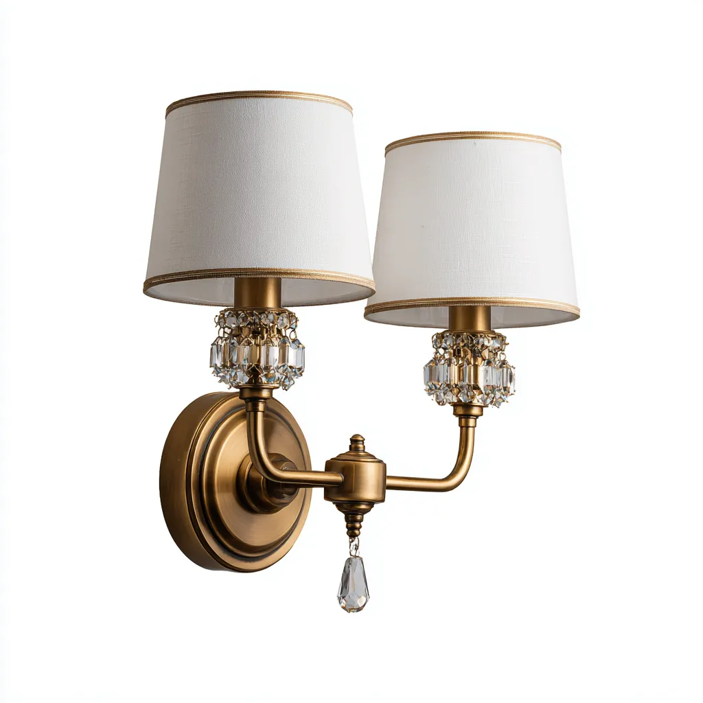 Applique murale métal-tissu-verre 32x22x18 cm or classique-Hutovae