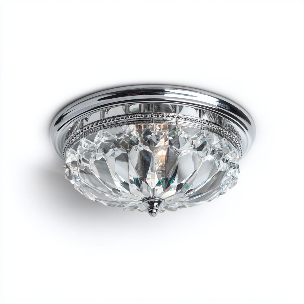 Plafonnier cristal 28x28 cm - chrome-translucide - éclairage décoratif - style classique-Hutovae