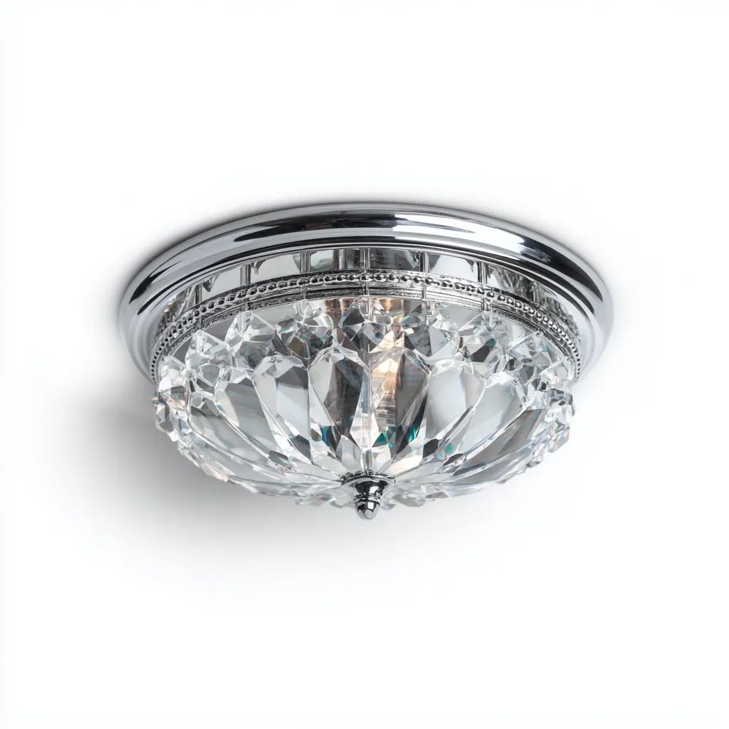 Plafonnier cristal 28x28 cm - chrome-translucide - éclairage décoratif - style classique-Hutovae