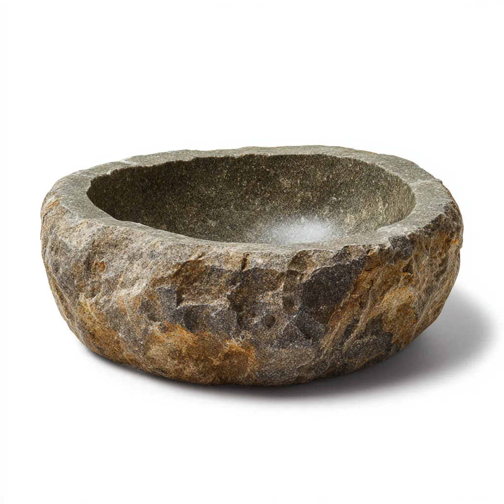 Lavabo pierre naturelle 40x40x17 cm marron rustique-Hutovae