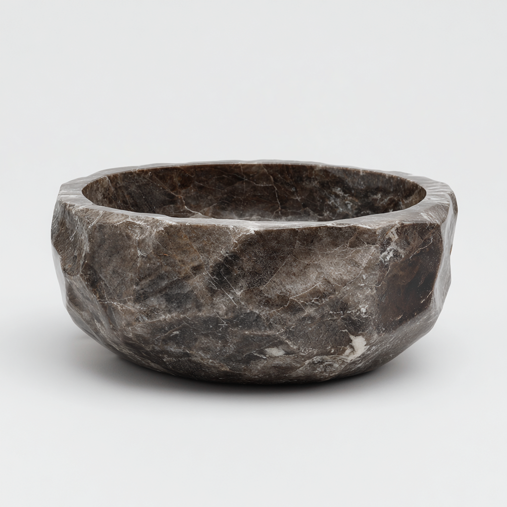 Lavabo - pierre naturelle - 40x40x15 cm - gris - design contemporain-Hutovae